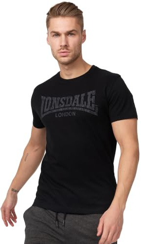 Lonsdale Herren Langarmshirt T-Shirt Trägerhemd Logo Kai schwarz (Schwarz) X-Small