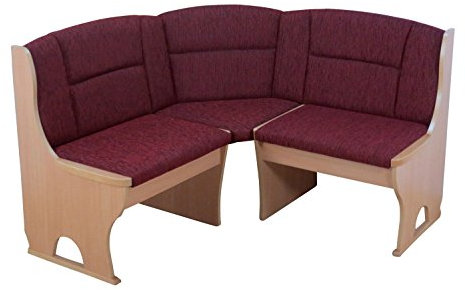 moebel direkt online Eckbank 125x125 cm Madrid buche Natur/Bordeauxrot