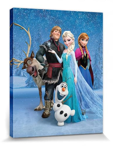 1art1 Die Eiskönigin Poster ELSA, Kristoff, Anna, Olaf Und Sven Bilder Leinwand-Bild Auf Keilrahmen | XXL-Wandbild Poster Kunstdruck Als Leinwandbild 50x40 cm