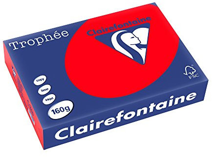 Clairefontaine 1004C - Ries Druckerpapier / Kopierpapier Trophee, intensive Farben, DIN A4, 160g, 250 Blatt, Korallenrot, 1 Ries