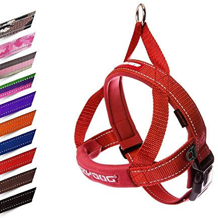 EzyDog Quick Fit Dog Harness | Dog Harness Small, Medium, Large, K9 Dog Harness, Reflective Stitching, Water Resistant Materials, No Pull (Red)