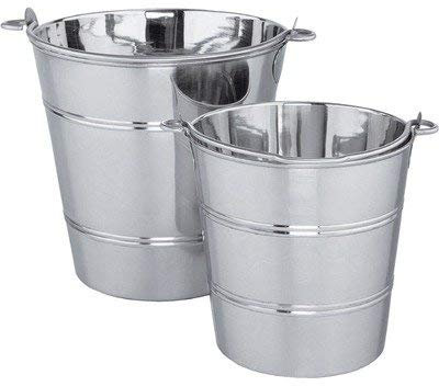 GSW Stahlwaren GmbH Eimer, 29 x 27 cm, 10 L, Edelstahl, Silber, 30 x 29 x 27 cm