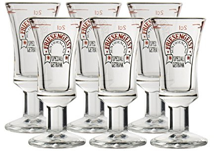 Friesengeist mit Eichstrich 2 cl 6 Stück + Schieferuntersetzer