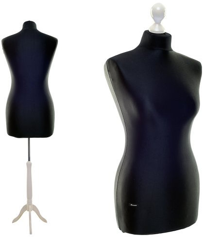 LUCCESI Schneiderpuppe | zum Probierpreis! | Size S - XL (weiblich / Female / ♀) | Torso M/L (38-40) | Wechselbezug schwarz | Standfuss Weiss | Damen - Schaufensterpuppe
