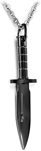 Hamoery Men Women Punk Stainless Steel Knife Dagger Chain Pendant Necklace
