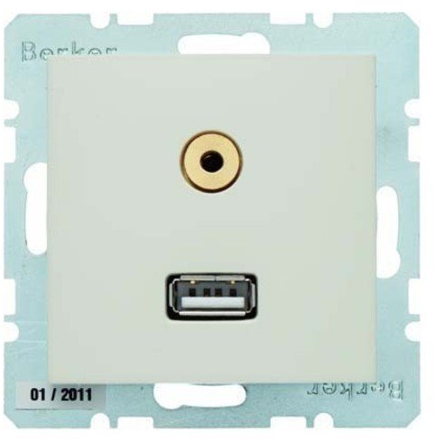Toma USB/audio S/B bl. brillo