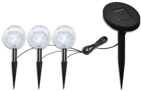 vidaXL 3x LED Solarleuchte Solarkugel Solarlampe Kugelleuchte Gartenleuchte
