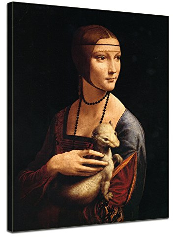 Bilderdepot24 Bild auf Leinwand | Leonardo da Vinci Die Dame mit dem Hermelin in 40x50 cm als Wandbild | Wand-deko Dekoration Wohnung alte Meister | 180134-40x50