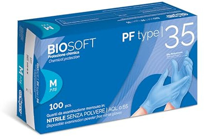 Guanti da esaminazione, monouso in nitrile senza polvere, Blu L