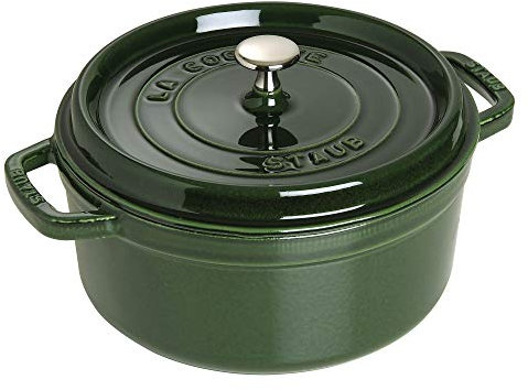 STAUB 1102485 Round Cocotte, Cast Iron, 4 quarts, Basil