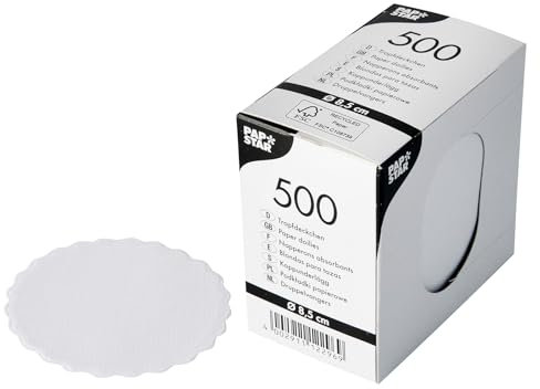 PAPSTAR 12296 Tropfdeckchen, rund Durchmesser 8.5 cm, weiß