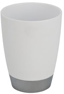 Wenko Vercelli - Vaso de Dientes, de Cromo y plástico, 8 x 13 cm, Color Blanco
