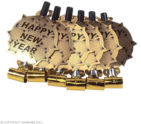 W WIDMANN MILANO Party Fashion - Partytröten 6 Stück 25 cm | Happy New Year, Partyzubehör, Accessoire für Silvester und Neujahr