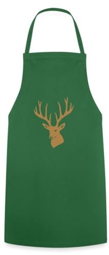 Spreadshirt Hirsch Geweih Hirschkopf Hirschgeweih Kochschürze, One size, Grün