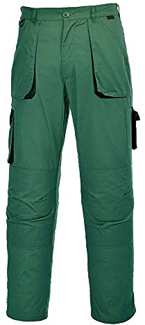 Portwest TX11 Texo Contrast Trousers Elasticated Waist 2 Thigh Pockets | Epic Khaki, EN 14404, UPF 40+, Tall Leg, 60% Cotton, Polyester, Bartacked at All Stress Points, Hook and Loop Hems, Workwear
