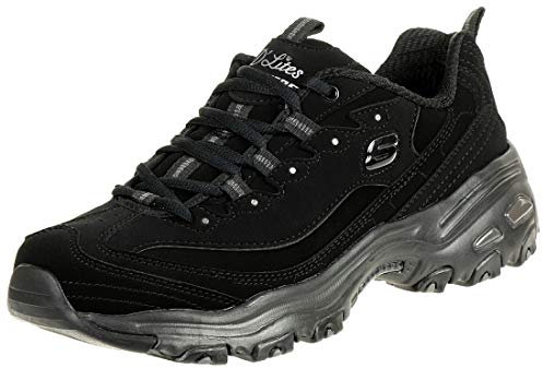 Skechers Women's D'lites Play on Sneaker, Black Trubuck Trim L, 5 UK