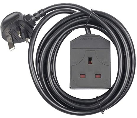 Pro-Elec 1 Way Gang Single Socket Power Mains Extension Lead Cable 3M Metre British Approved 13A Amps - Black