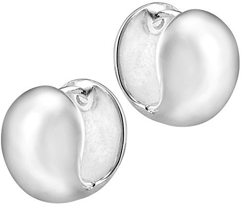 Vinani Damen Ohrringe 925 Silber - Klapp-Creolen Kugelform glänzend - aus 925 Sterling Silber - Ohrringe für Frauen - CJO