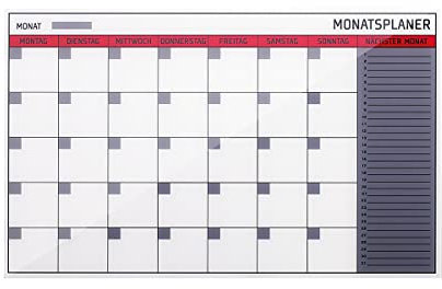 Bi-Office Glass Monthly Planner Magnetic Frameless 78 x 48 cm