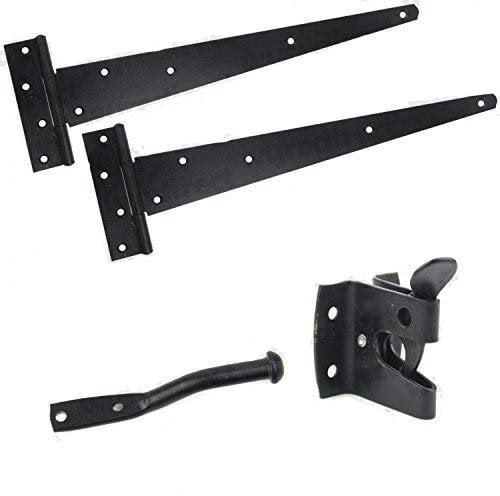 Haven Heritage Gate Hinge Set - Wooden Door Hinges & Latch - 300mm Tee and Auto Catch