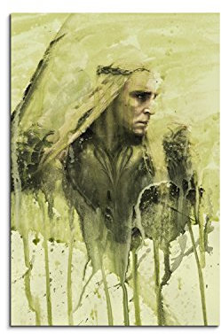 Paul Sinus Art Thranduil in Hobbit 3 90x60cm Wandbild Aquarell Kunstbild Malerei Leinwandbild Fotoleinwand