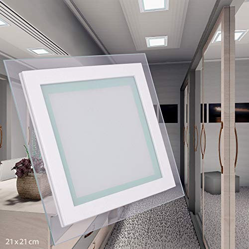 LED Panel 18W ECKIG quadratisch warmweiß Glasrand leuchtend Einbaustrahler Einbauleuchte Deckenstrahler Deckenleuchte Deckenlampe Ultraslim Slim EEK: A
