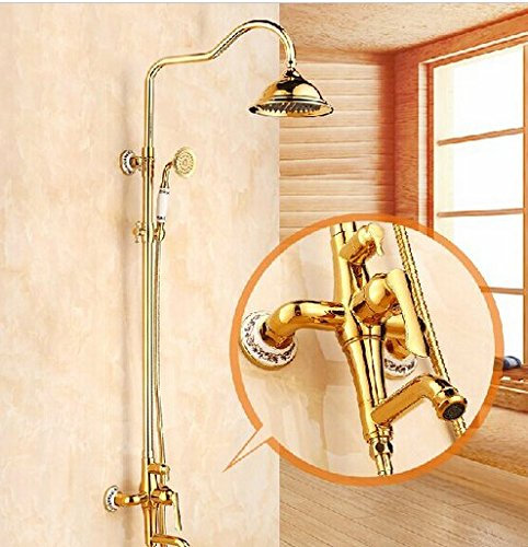Gowe Luxus Messing Regendusche Wasserhahn, Gold Farbe Luxus Brausestange bar, Messing Dusche Spalte