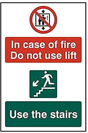 CenturionIn Case of Fire Do Not Use Lift Use The Stairs Sign - Health & Safety - Self-Adhesive PVC - 200mm x 300mm