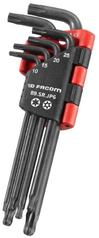 FACOM 89SR.JP6PB Jeu de 6 Clés Mâles Longues à Tête Sphérique Résistor - 4 Types de Dimensions et de Têtes - Étui Compact à Volet Rabattable - Matériau Robuste - Pour Particuliers et Professionnels