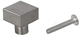 Massiv Edelstahl Möbelknopf Möbelgriff matt gebürstet 19x19mm Schrankknopf Schubladenknopf quadratisch