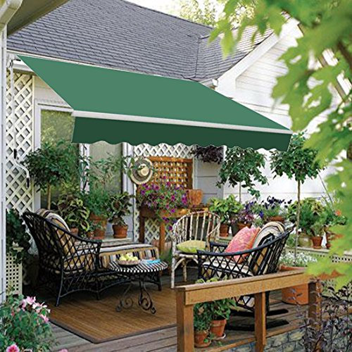Green Bay 3 x 2.5m Manual Awning Garden Patio Canopy Sun Shade Shelter Retractable Green