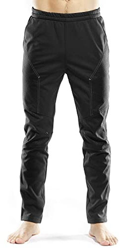 INBIKE Fahrradhose Radlerhose Herren Lang Winter Thermo Laufhose Radhose Winddicht Atmungsaktiv Warm MTB Hose Damen mit Fleece für Fahrrad Laufen Joggen Sport Outdoor Schwarz L