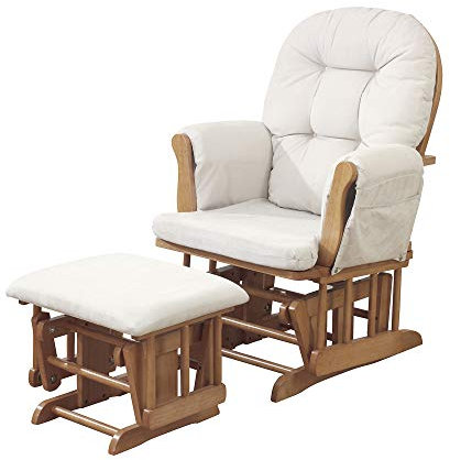 Kub Haywood natürliches Finish Glider Stuhl und Fußhocker