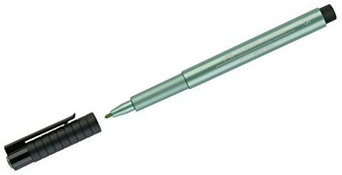 Faber-Castell Art & Graphic Pitt Artist Pen Metallic 1.5 India Ink Pen, Green Metallic, Single Pitt Pen, for Art, Craft, Drawing, Sketching, Home, School, University, Colouring
