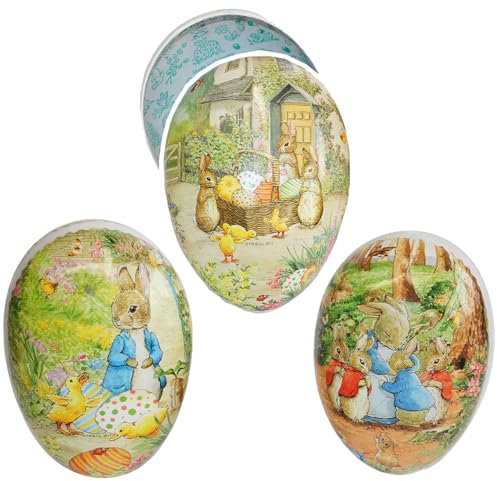 alles-meine.de GmbH Füll - Pappei 15 cm - Beatrix Potter - süße Hasen - Osterei/Ei zum befüllen - Deko Pappe Papp Pappeier Dekoei Pappostereier Füllen - Osterdeko - Ostern ..