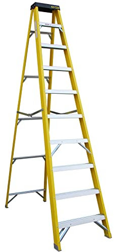 10 TREAD Heavy Duty Fibreglass Step Ladder | Electricians GRP Step Ladder 30,000v