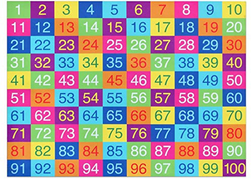 Betzold - Farbenfroher Hunderter-Teppich - Zahlenraum bis 100 bunter Kinder-Spielteppich