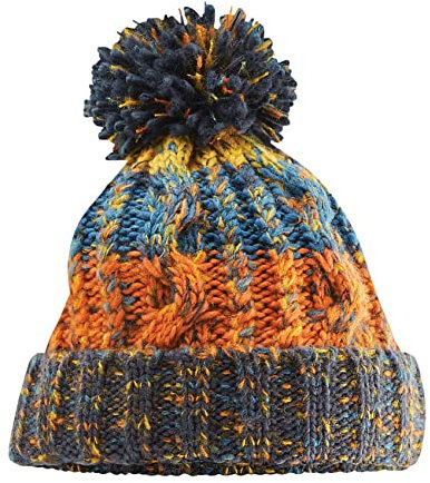 Beechfield Unisex Adults Corkscrew Knitted Pom Beanie Hat Strickmütze, Retro Blues, Einheitsgröße