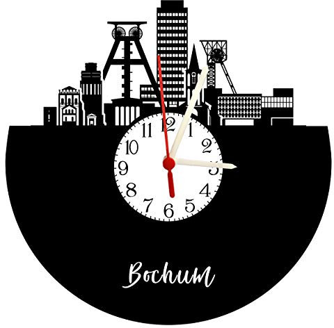 bigcopy e.K. Wanduhr Bochum mit Ziffernblatt, Acrylglasuhr mit Quarzwerk, Bochum, Skyline mit Zifferblatt