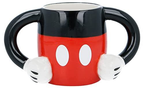 MICKEY MOUSE Taza Ceramica 3D 340ml Cuerpo (90169), No Aplica, Negro