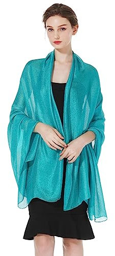 BEAUTELICATE Stola Schal Damen Festlich Leicht Umschlagtücher Halstuch Seidenschal Sommer für Abendkleid Hochzeit Brautkleider Sandstrand Türkis-grün, Einheitsgröße