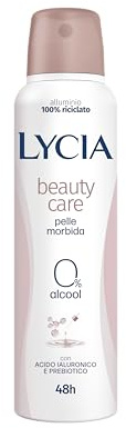 Lycia, Beauty Care Deodorante Spray per il Post Depilazione con Antibatterico, Formula Delicata con Acido Ialuronico e Prebiotico per una Pelle più Morbida, Efficace fino a 48H, Senza Alcool, 150 ml
