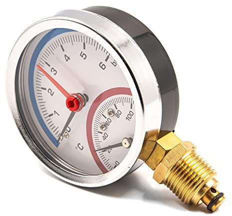Thermomanometer 4 Bar, 0-120°C, Ø 80 mm, Unten Radial – Kombiniertes Druck- und Temperaturmessgerät