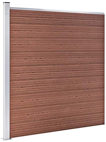 Tidyard Gartenzaun Zaunpaneel-Set WPC-Zaun,Garten Zaun Sichtschutzzaun Zaunblende Zaunbrett Garteneingrenzung Dichtzaun,Holz-Kunststoff-Verbundwerkstoff+Stange Pfosten aus Aluminium