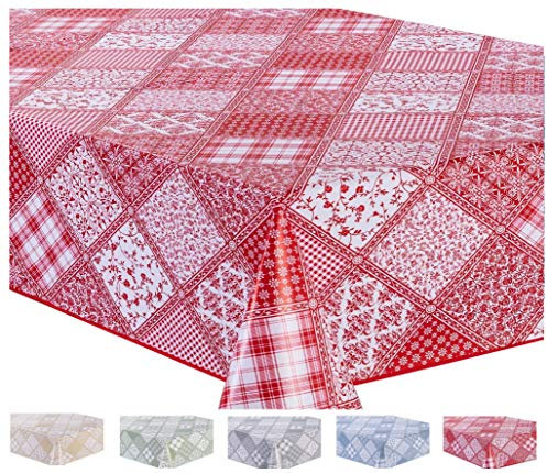 Wachstuch Tischdecke Abwaschbar Eckig 140 x 180 cm Rot