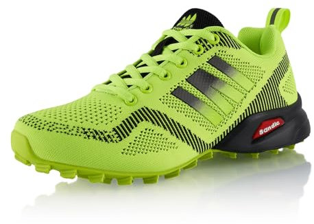 Fusskleidung® Damen Herren Wanderschuhe Atmungsaktive Trail Running Trekkingschuhe Grün Grün EU 36