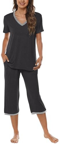 AjezMax Ensemble de Pyjama Femme Bambou Manche Courte Vêtements de Nuit Été Sleepwear Doux