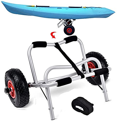 EEUK Kajakwagen Klappbar Kanuwagen Bootswagen Kajak SUP-Transportwagen, Kajakwagen Faltbar Aluminiumlegierung Kajak Kanurad Dolly Bootsträger Trolley Cart Transport, Zerlegbar Bis 80kg