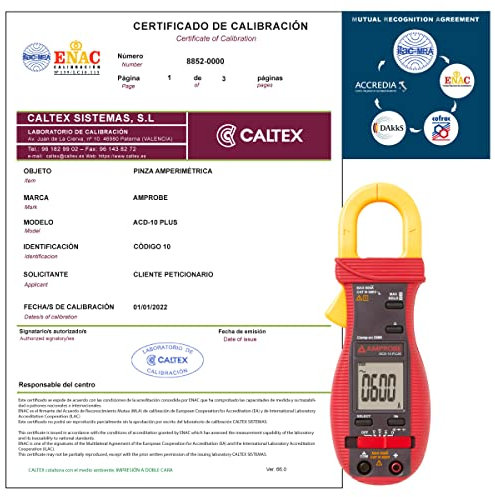 Pinza amperimétrica AMPROBE ACD-10 PLUS - Pinza amperimétrica Calibrada ENAC - Incluye Certificado de Calibración Acreditado