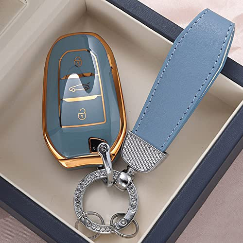 ontto Coque de clé de Voiture pour Peugeot 308 408 508 2008 3008 Citroën C4L C6 C3-XR Picasso DS3 Opel Insignia Corsa Porte-clés en TPU Gris R